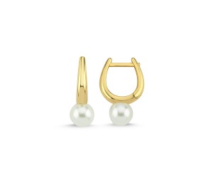 Phi Oval Altın İnci Küpe 6mm